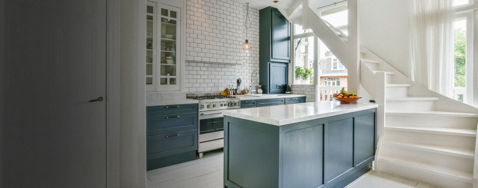 remodeled kitchen with newly installed kitchen cabinet